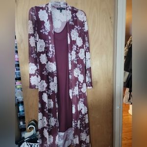 Derek heart burgundy dress and Kimono